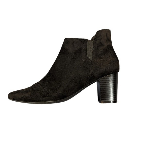 Rockport Black Micro Suede Ankle Boots Size 7 Block Heel Side Zip Closure Gail - Picture 7 of 16